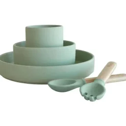 Zoli Feeding Gift Set|Plates & Bowls*- 5Pk Silicone Kids Dishware Set, Sage Green