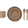 Zoli Feeding Gift Set|Plates & Bowls*- 5Pk Silicone Kids Dishware Set, Latte Tan