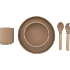 Zoli Feeding Gift Set|Plates & Bowls*- 5Pk Silicone Kids Dishware Set, Latte Tan