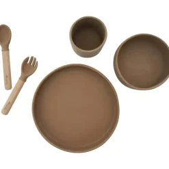 Zoli Feeding Gift Set|Plates & Bowls*- 5Pk Silicone Kids Dishware Set, Latte Tan