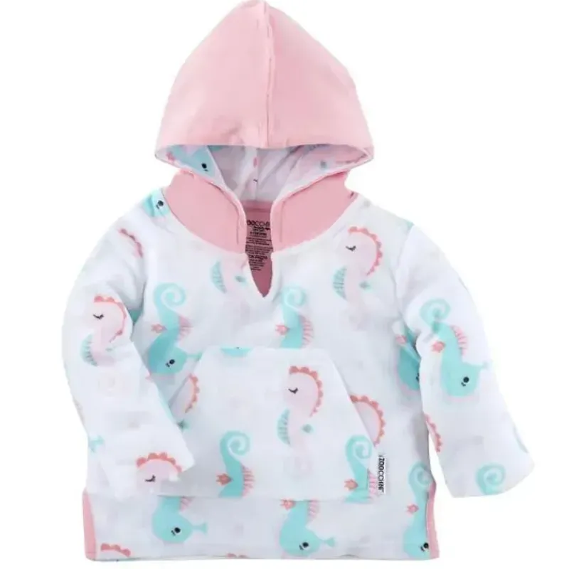 Zoocchini Baby Swimming Clothes*- Baby Girl Terry Swim Coverup Upf50+, Seahorse