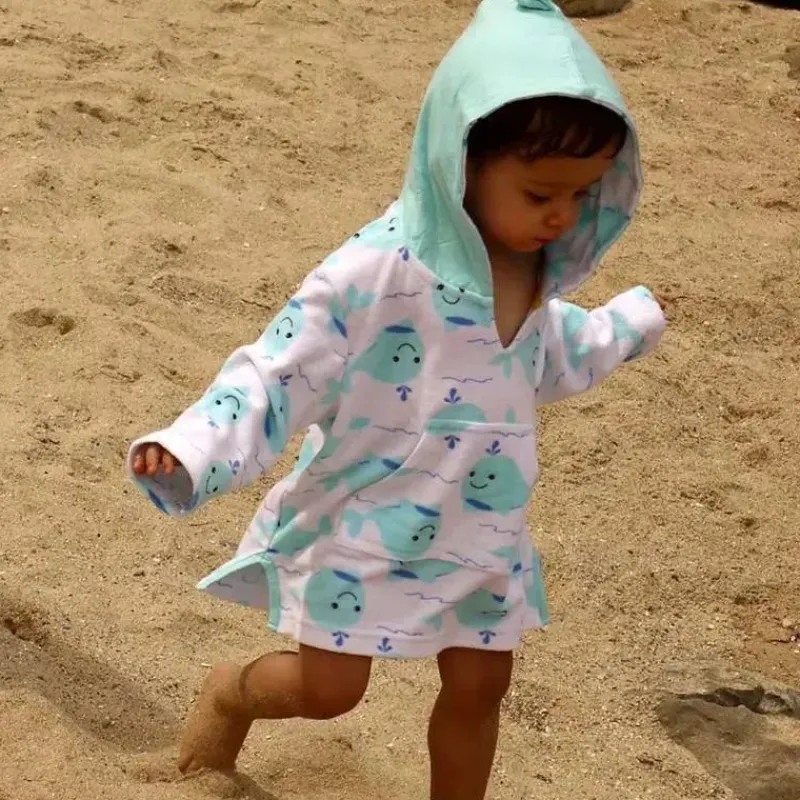 Zoocchini Baby Swimming Clothes*- Baby Girl Terry Swim Coverup Upf50+, Seahorse