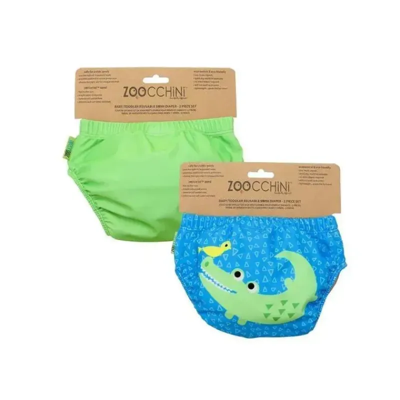 Zoocchini Swim Diapers*- Baby Knit Swim Diaper 2Pk Set, Aidan The Alligator