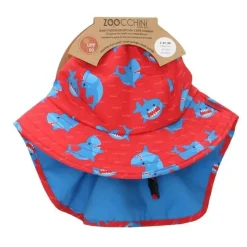 Zoocchini Baby Swimming Clothes|Baby Shark*- Baby/Toddler Cape Sunhat, Blue Shark