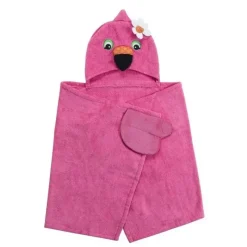 Zoocchini Baby Bath Towels*- Kids Hooded Towel, Flamingo
