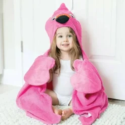 Zoocchini Baby Bath Towels*- Kids Hooded Towel, Flamingo