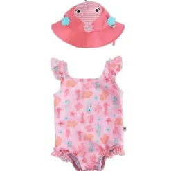 Zoocchini Baby Swimming Clothes*- 2Pk Baby Ruffled Swimsuit & Sun Hat Set, Seahorse