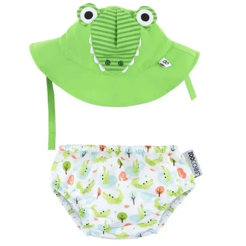 Zoocchini Swim Diapers*- Swim Diaper & Sun Hat Set, Aidan The Alligator