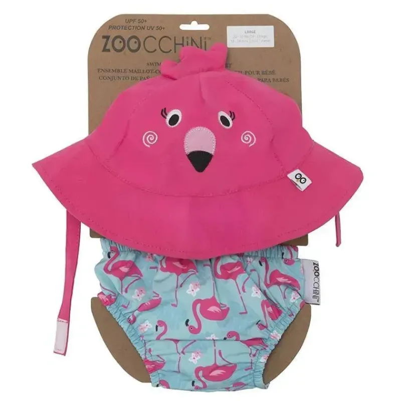 Zoocchini Baby Swimming Clothes*- Swim Diaper & Sunhat Set, Flamingo