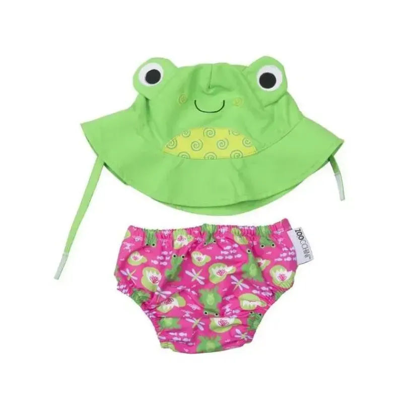 Zoocchini Swim Diapers*Baby Swim Diaper & Sun Hat Set Frog