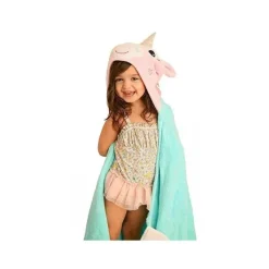 Zoocchini Baby Bath Towels*Kids Plush Terry Hooded Bath Towel Allie the Alicorn, Pink/Green