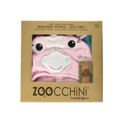 Zoocchini Baby Bath Towels*Kids Plush Terry Hooded Bath Towel Allie the Alicorn, Pink/Green