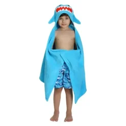 Zoocchini Baby Bath Towels*Sherman the Shark Hooded Towel, Blue