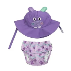Zoocchini Baby Swimming Clothes*Zoochini - Baby Girl Swim Diaper & Sun Hat Set, The Hippo
